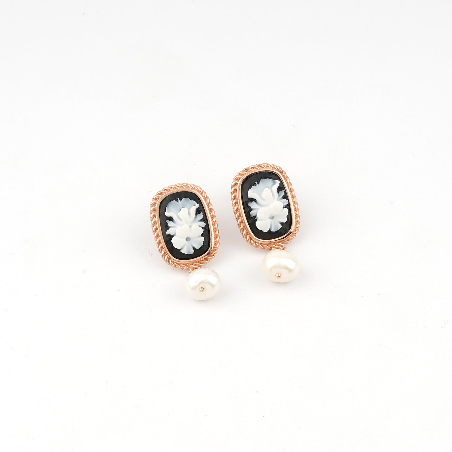Raffaello Cameo Bouquet Italian Cameo Earrings