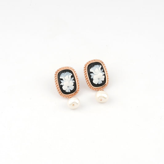 Raffaello Cameo Bouquet Italian Cameo Earrings
