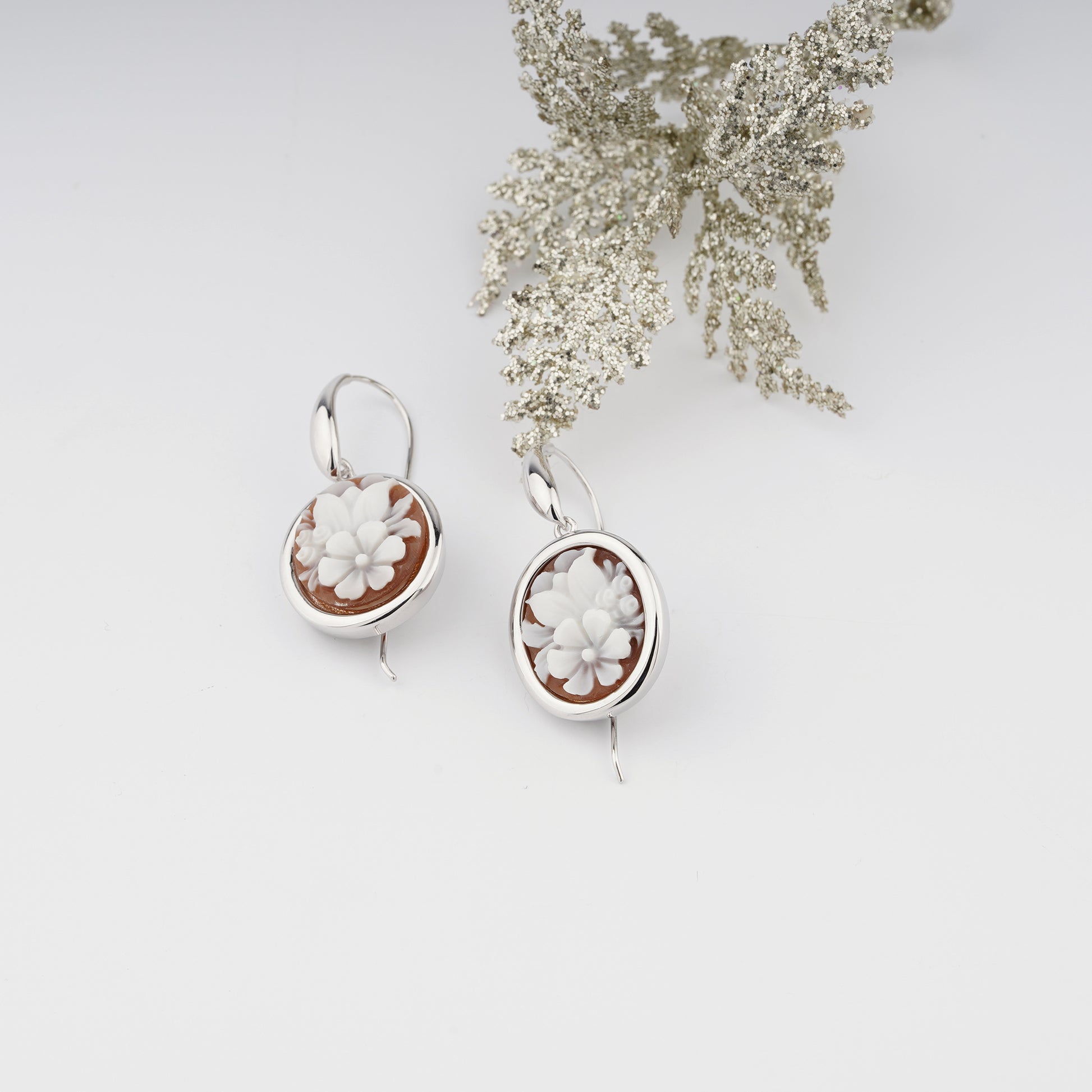 Italian Cameo Earrings Romantic Cameo Bouquet - Main Image