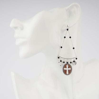 Italian Cameo Earrings Sacred Cameo Cross