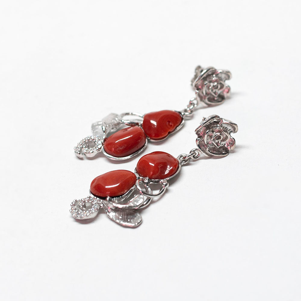 Red Coral earrings and Zirconi