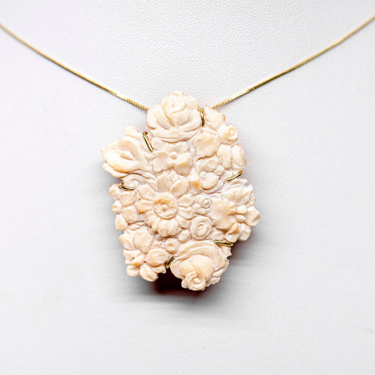 Brooch Pendant Cameo Artistic Flowers