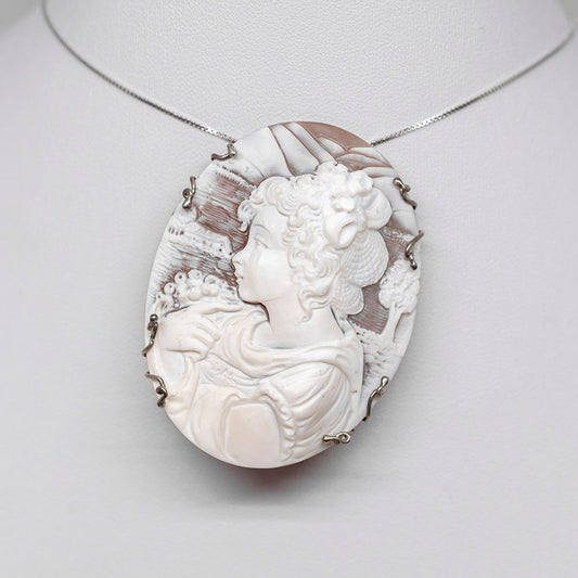 Woman Face Cameo Pendant Brooch