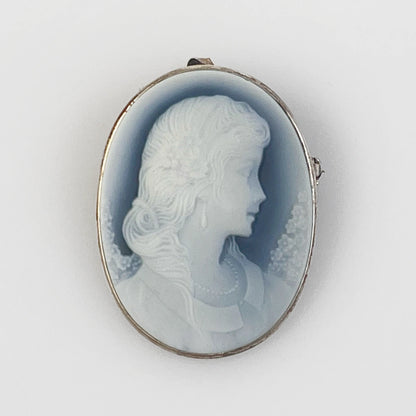 Pendant Brooch Cameo on Agate Woman Profile
