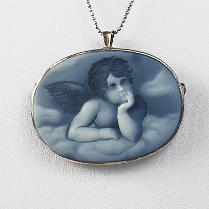 Pendant Cameo Brooch on Agate Cherub