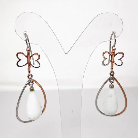 Fantasy Silver Earrings with Butterfly Agate