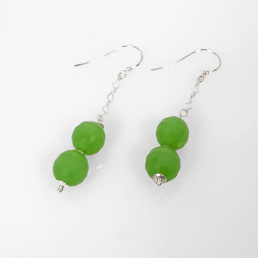 Fantasy Earrings in Silver and Green Agate