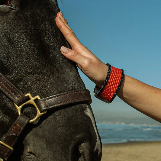 Bracciale in Corallo Rosso e Onice