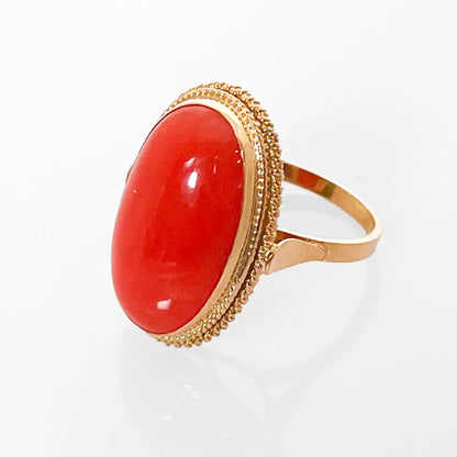 Gold Ring with Coral Spool 