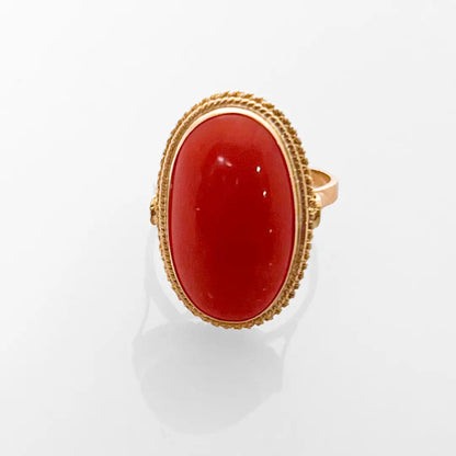 Gold Ring with Coral Spool 