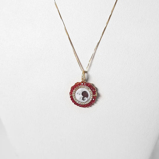 Pendente  Cammeo Incisione Luna e Agata Rossa