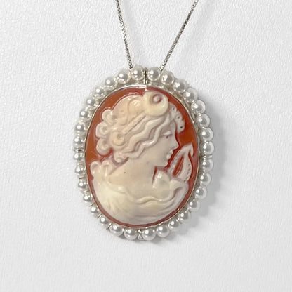 Cameo Pendant Brooch Profile Woman