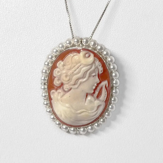 Cameo Pendant Brooch Profile Woman