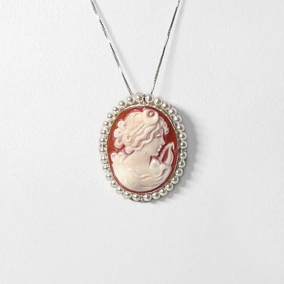 Cameo Pendant Brooch Profile Woman