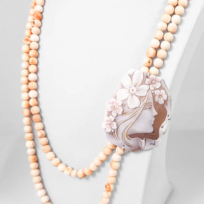 Collana Perle di Conchiglia con Cammeo