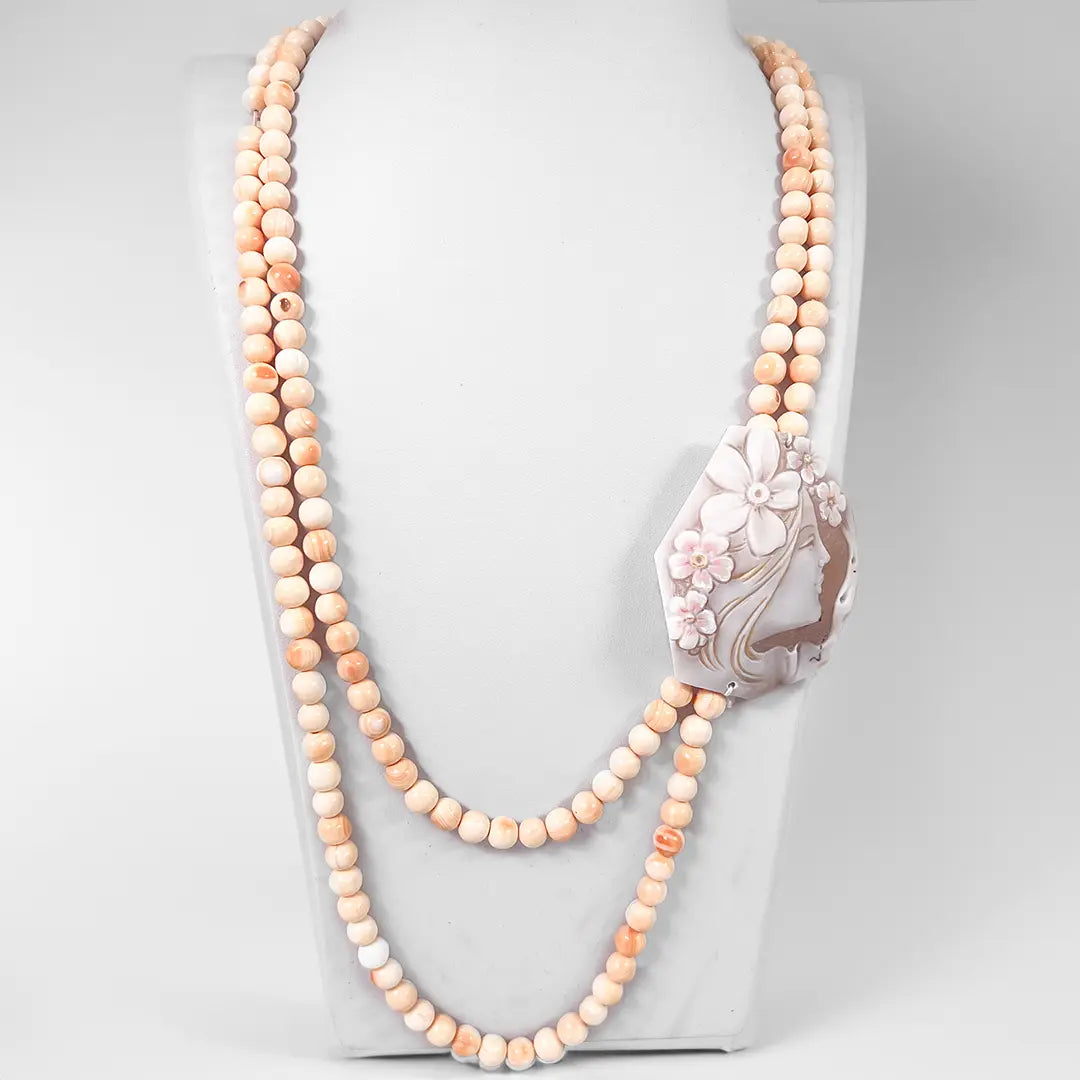 Collana Perle di Conchiglia con Cammeo