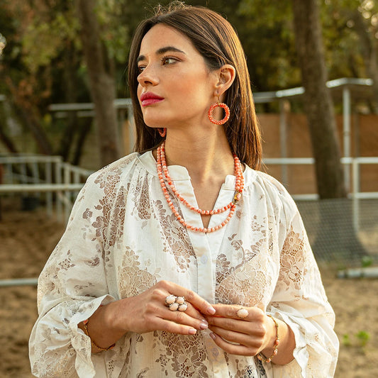 Pink Coral Double Strand Necklace