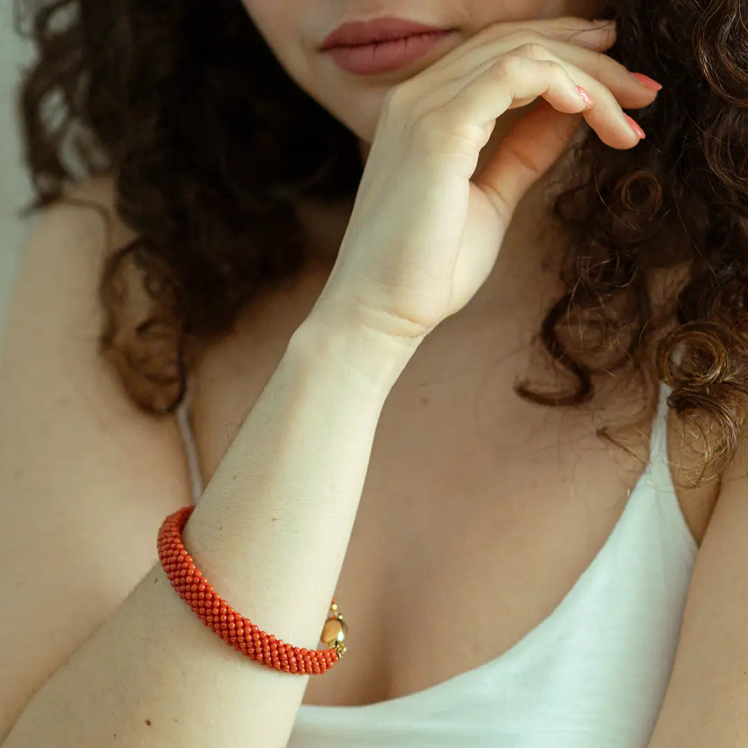 Red Coral Fabric Bracelet Gerolomini Gallery