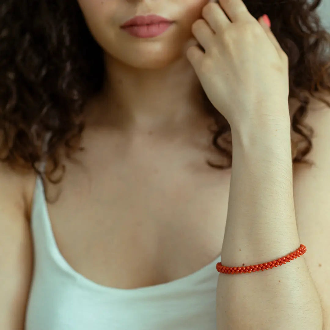 Bracciale Tessito Corallo Rosso