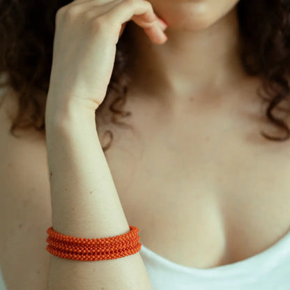 Red Coral Fabric Bracelet