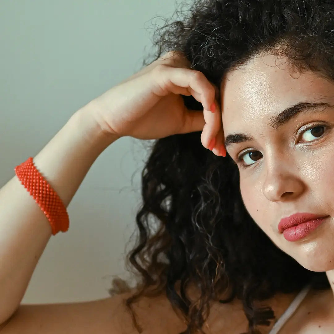 Bracciale Tessito Corallo Rosso