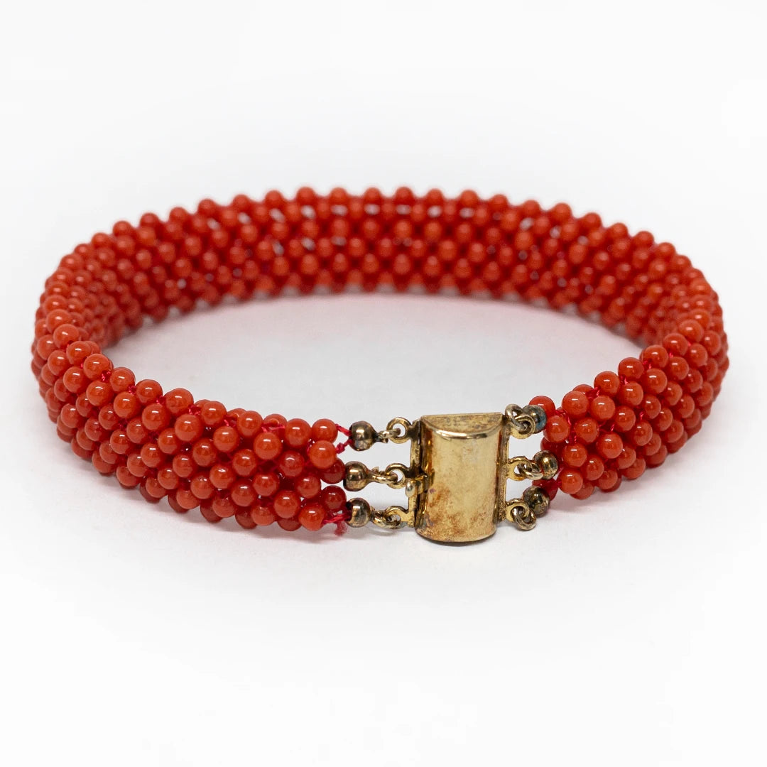 Bracciale Tessito Corallo Rosso