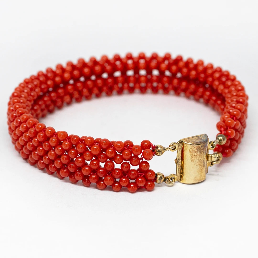 Bracciale Tessito Corallo Rosso