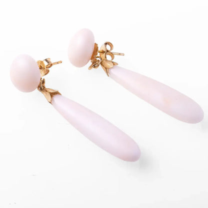 Pink Coral Earrings with Gold