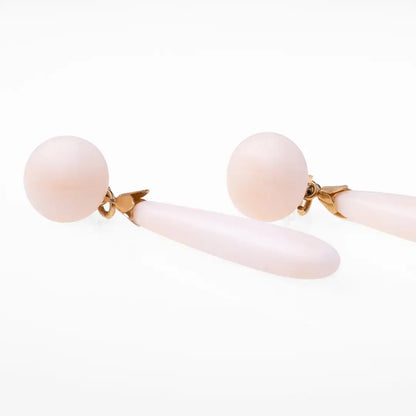 Pink Coral Earrings with Gold