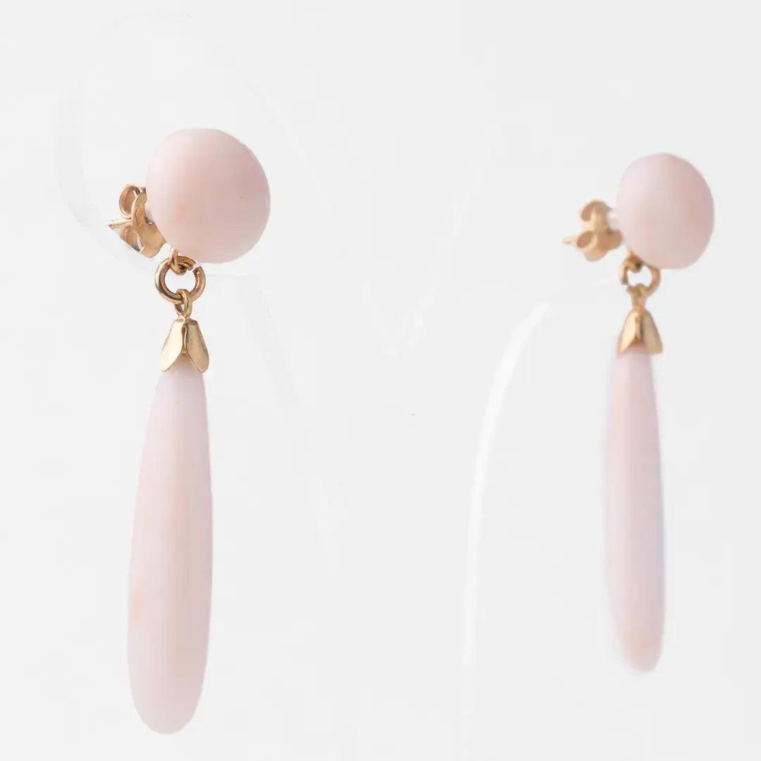 Pink Coral Earrings with Gold