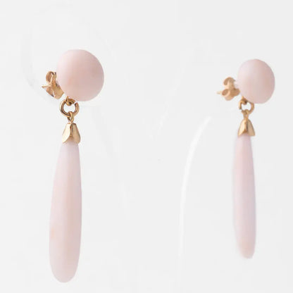 Pink Coral Earrings with Gold