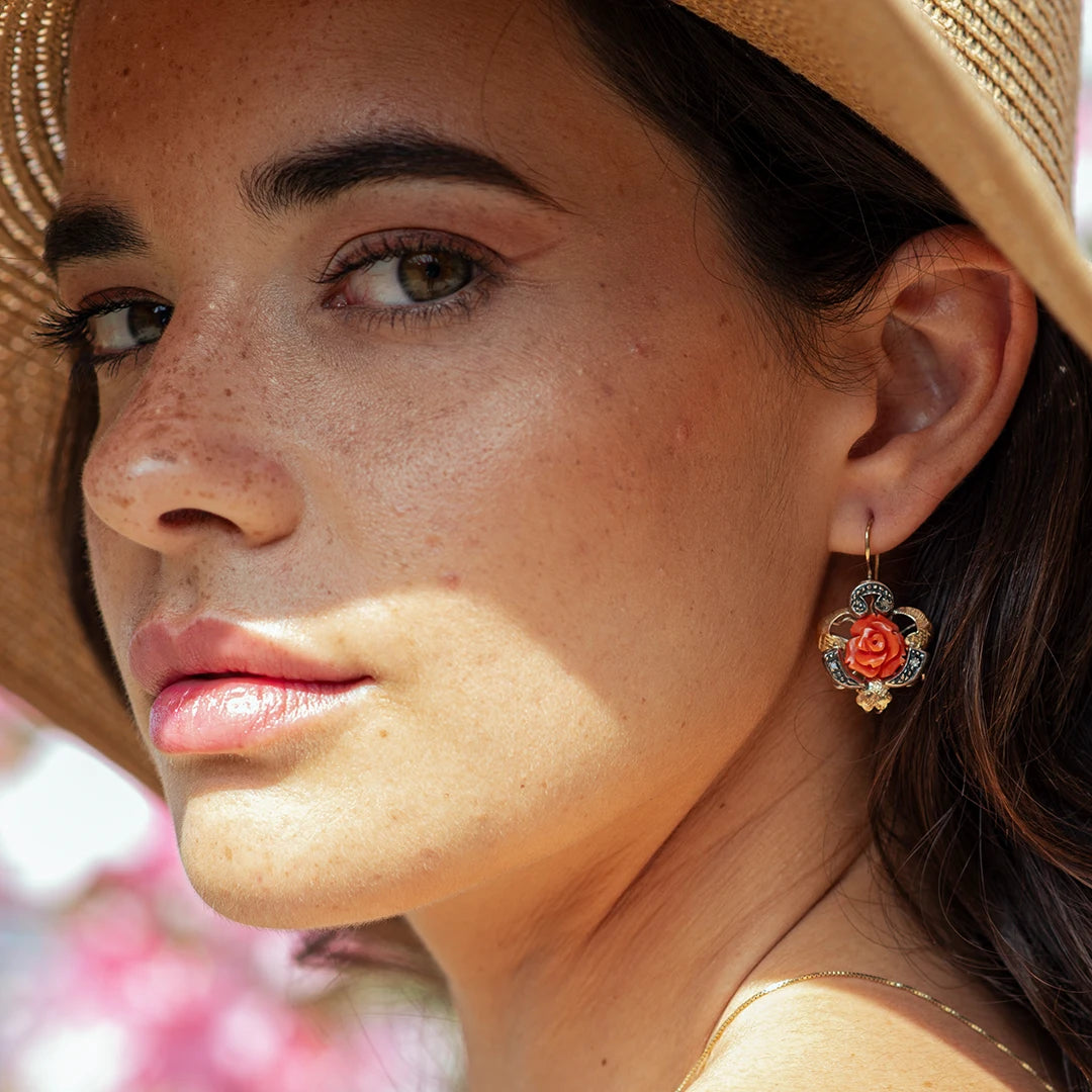 Pink Coral Embossed Earrings