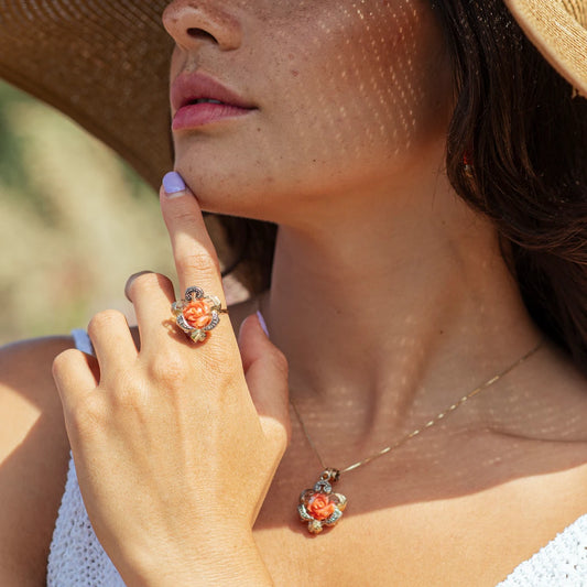 Pink Coral Pendant in Relief
