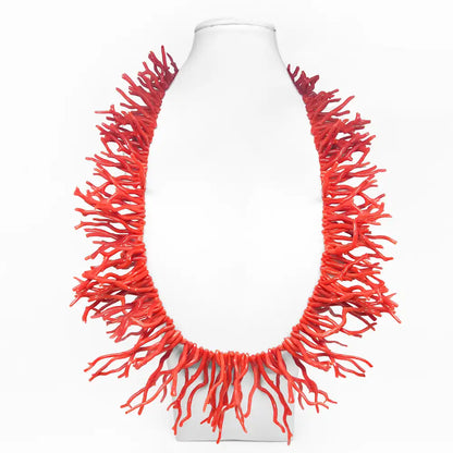 Red Coral Fringed Necklace