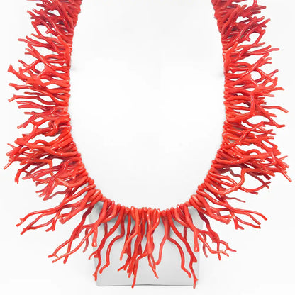 Red Coral Fringed Necklace