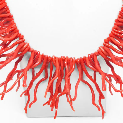 Red Coral Fringed Necklace