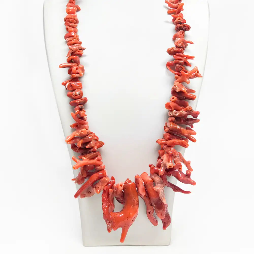 Red Coral Fringed Necklace