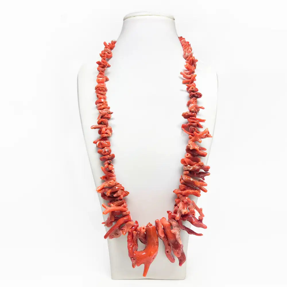 Red Coral Fringed Necklace