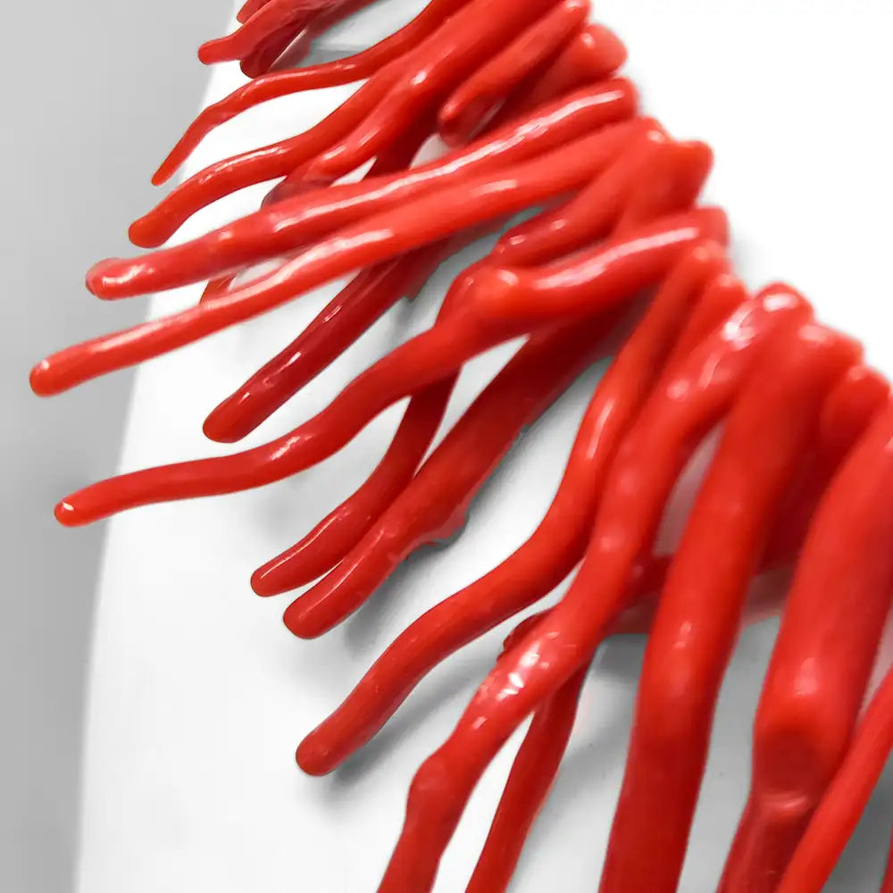 Collana Frange Corallo Rosso + Orecchini in Omaggio