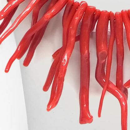 Collana Frange Corallo Rosso + Orecchini in Omaggio