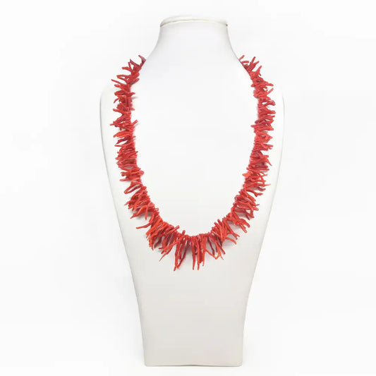 Red Coral Fringed Necklace