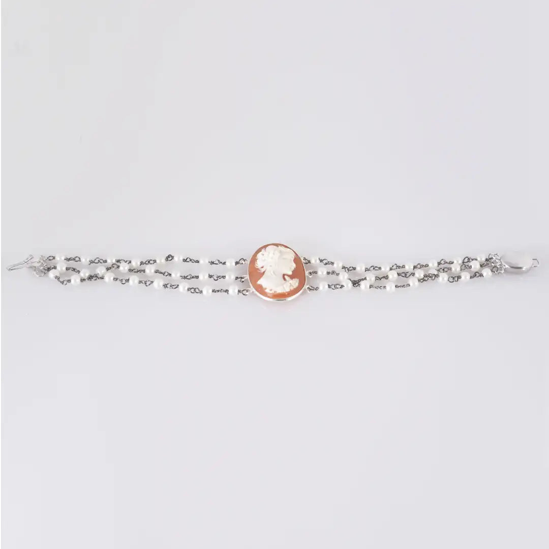 Bracciale Perle e Cammeo Profilo Donna