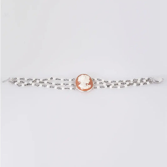 Bracciale Perle e Cammeo Profilo Donna
