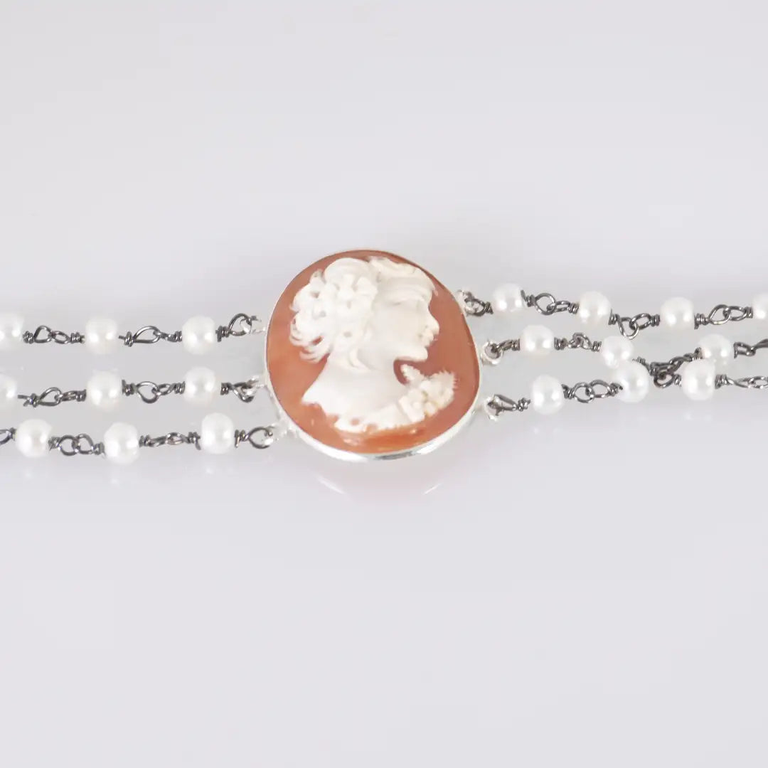 Bracciale Perle e Cammeo Profilo Donna