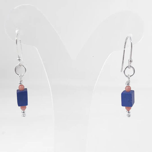Fantasy Silver Earrings with Natural Agate Stones
