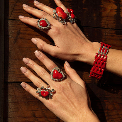 Coral and Zircon Bracelet