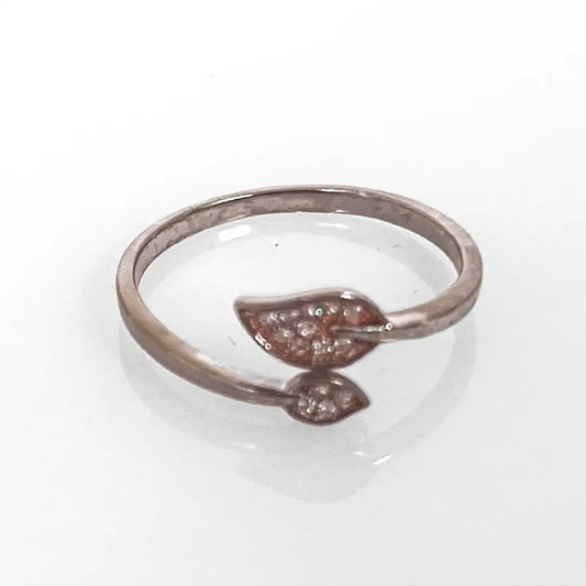 Silver Ring with Two Leaves 