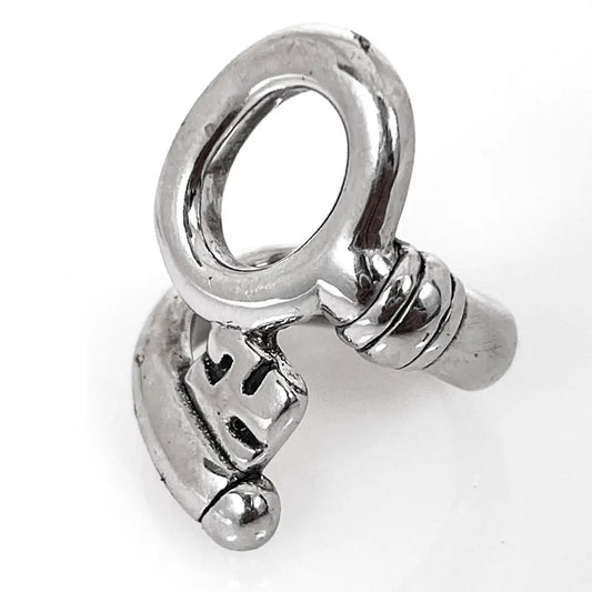 Silver Ring Twisted Key 