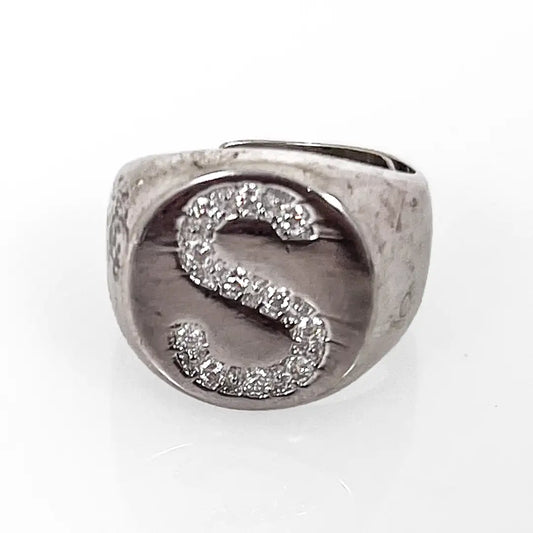 Silver Ring with Initial S 