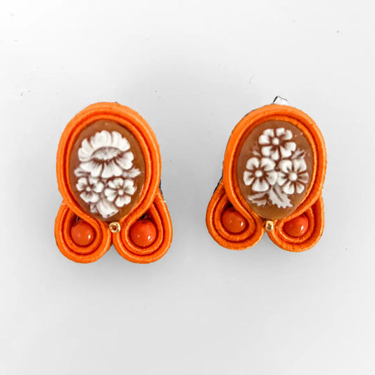 Soutache Earrings with Cameo Flowers